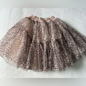 MonnaLisa Leopard Print Tiered Tulle Skirt, Girls Size 10